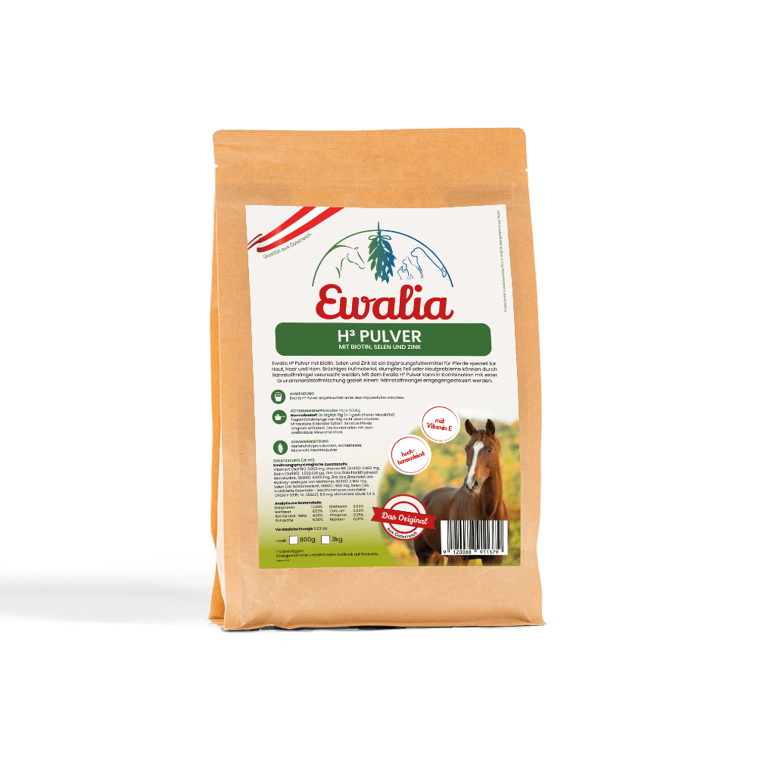 Produktansicht - Ewalia - H³ Pulver - Mit Biotin, Seelen und Zink