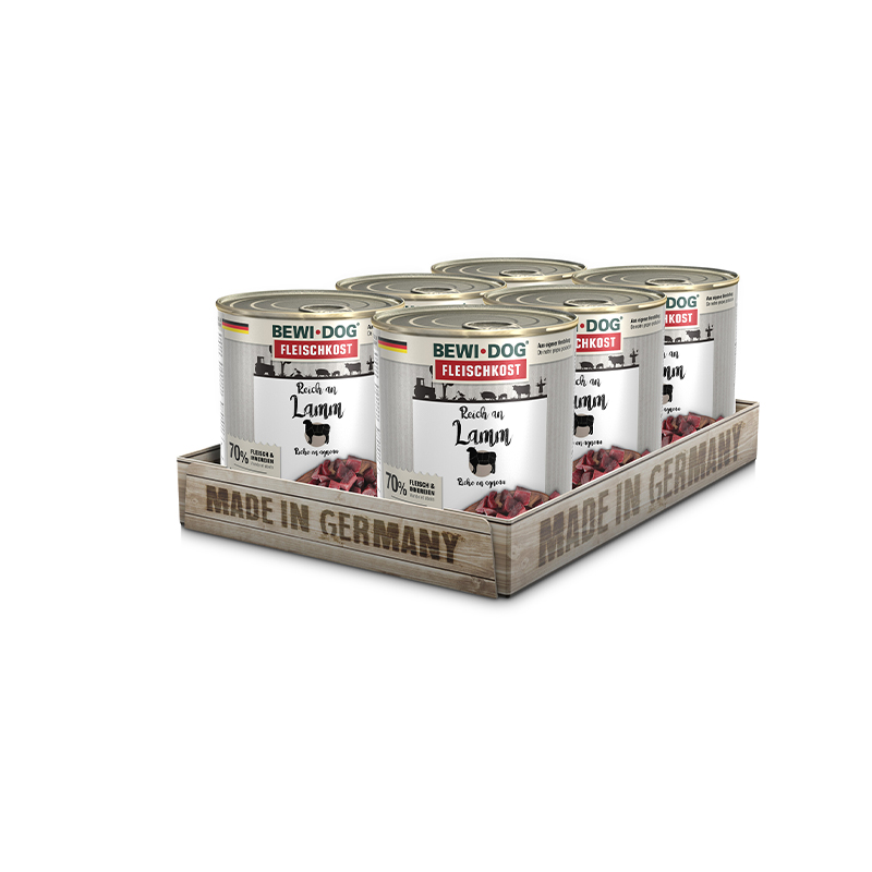 BewiDog Reich an Lamm 800 g Tray